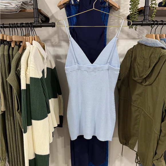 Light Blue Ribbed Knit Cami Mini Dress - Picture 5 of 5